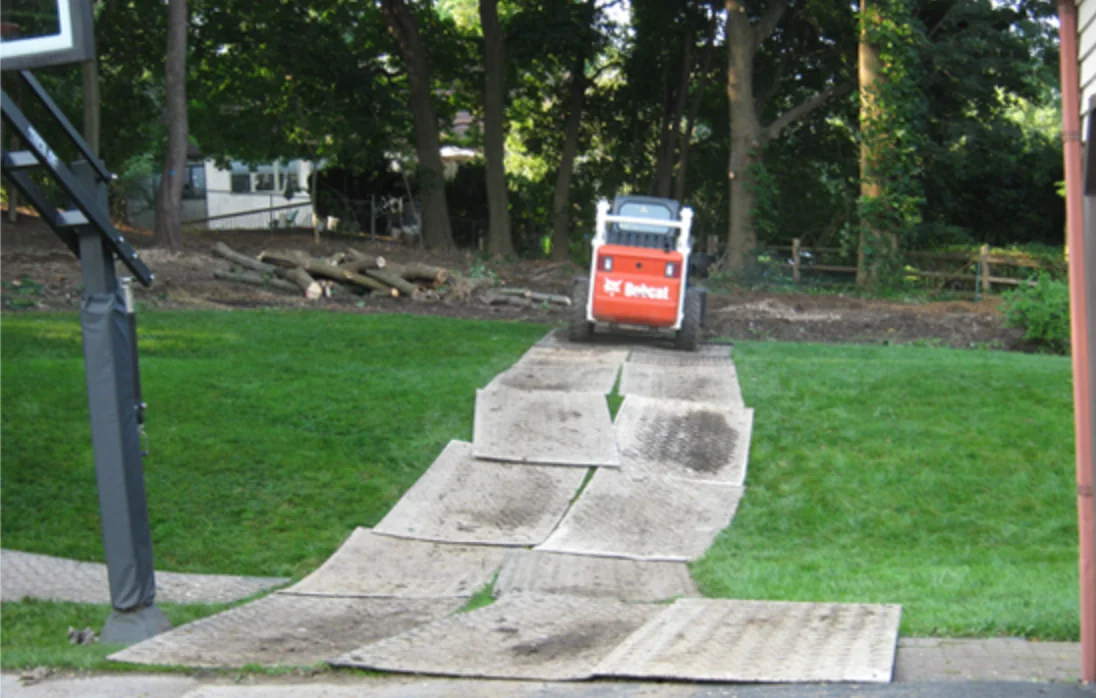 Lawn protection mats during your project